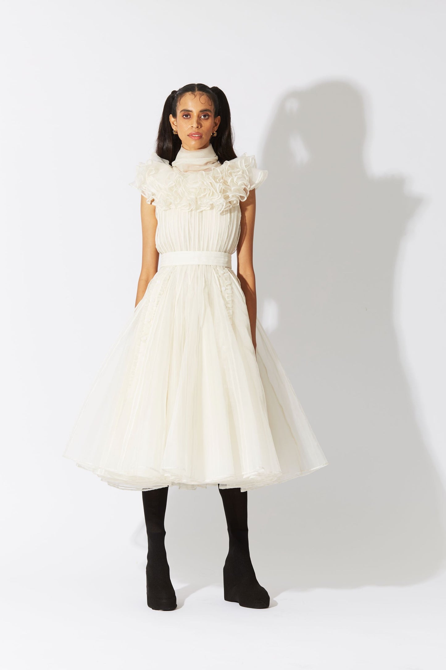 BOTTLEBRUSH ORGANZA DRESS IN IVORY