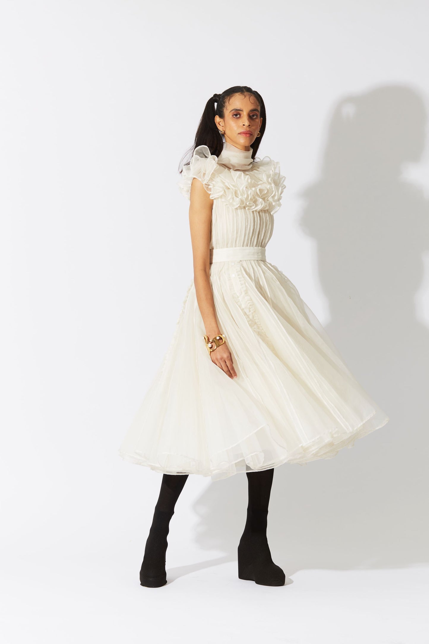 BOTTLEBRUSH ORGANZA DRESS IN IVORY