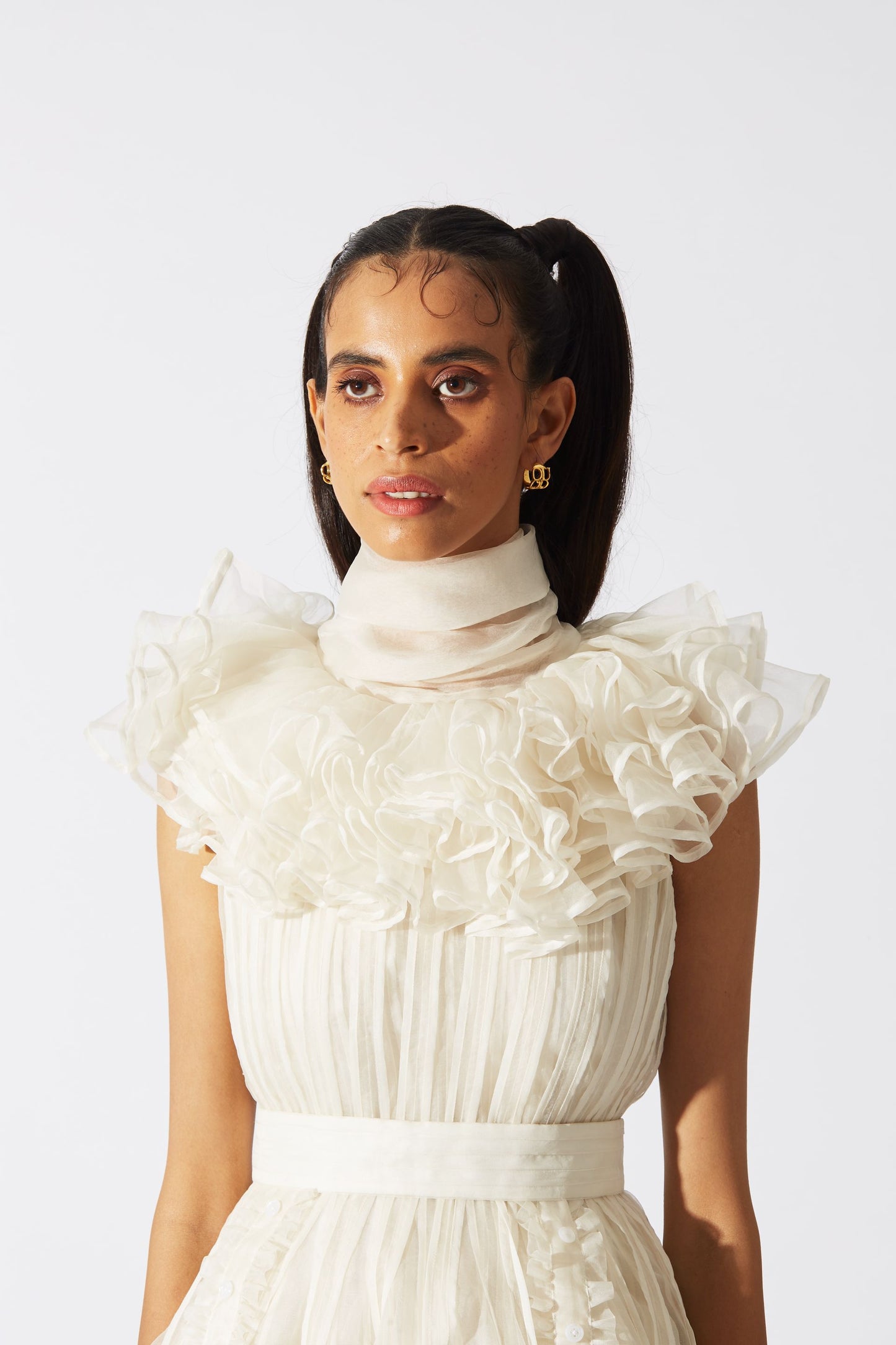 BOTTLEBRUSH ORGANZA DRESS IN IVORY
