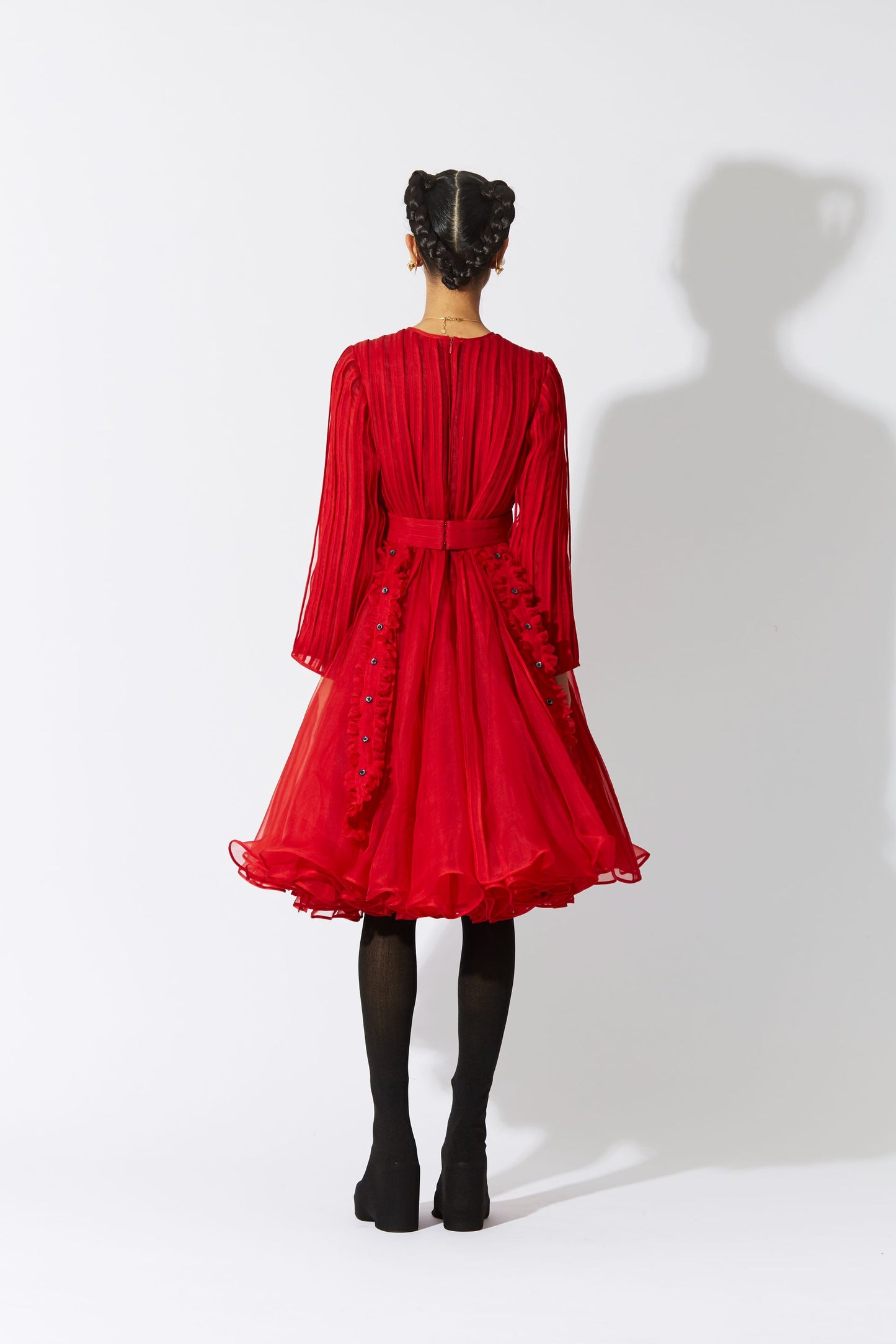 BOTTLEBRUSH ORGANZA DRESS IN RED